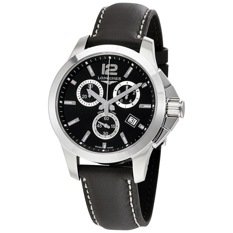 Longines Conquest Black Dial Chronograph Ladies Watch L3.379.4.56.3