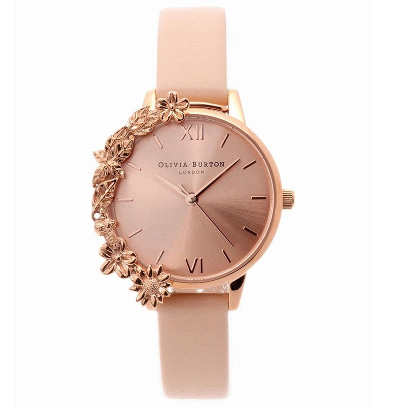 OLIVIA BURTON OB16CB11 Analogue Quartz Leather Strap Women’s Watch 30 Pink Stainless Steel