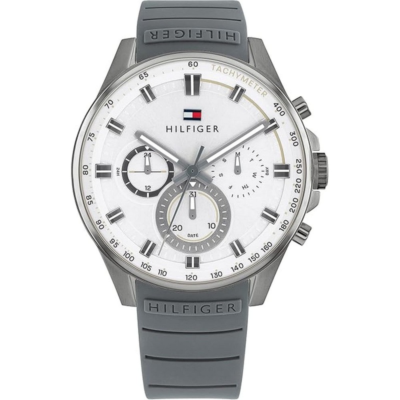 Tommy Hilfiger 1791972 Analog Multifunction Quartz Watch for Men 45 White Stainless Steel
