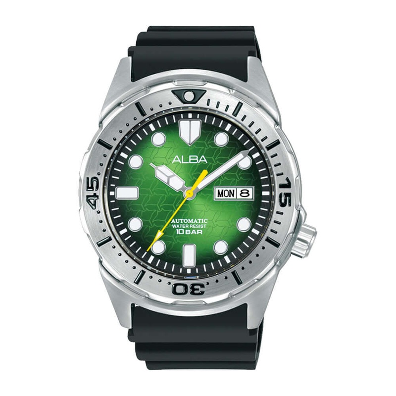Alba Green Patterned Dial Silicone Strap Automatic Men’s Watch| AL4447