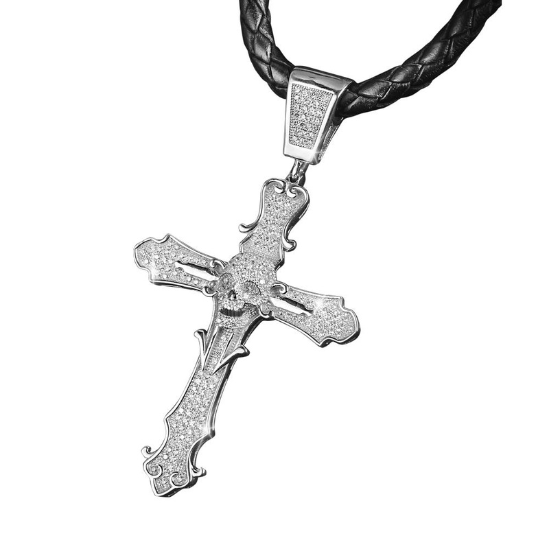 Skull Cross Rhodium Pendant