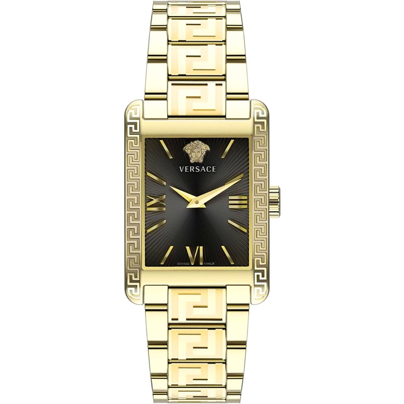 Versace Ladies Watch Tonneau 33mm Black Gold Bracelet VE1C01122