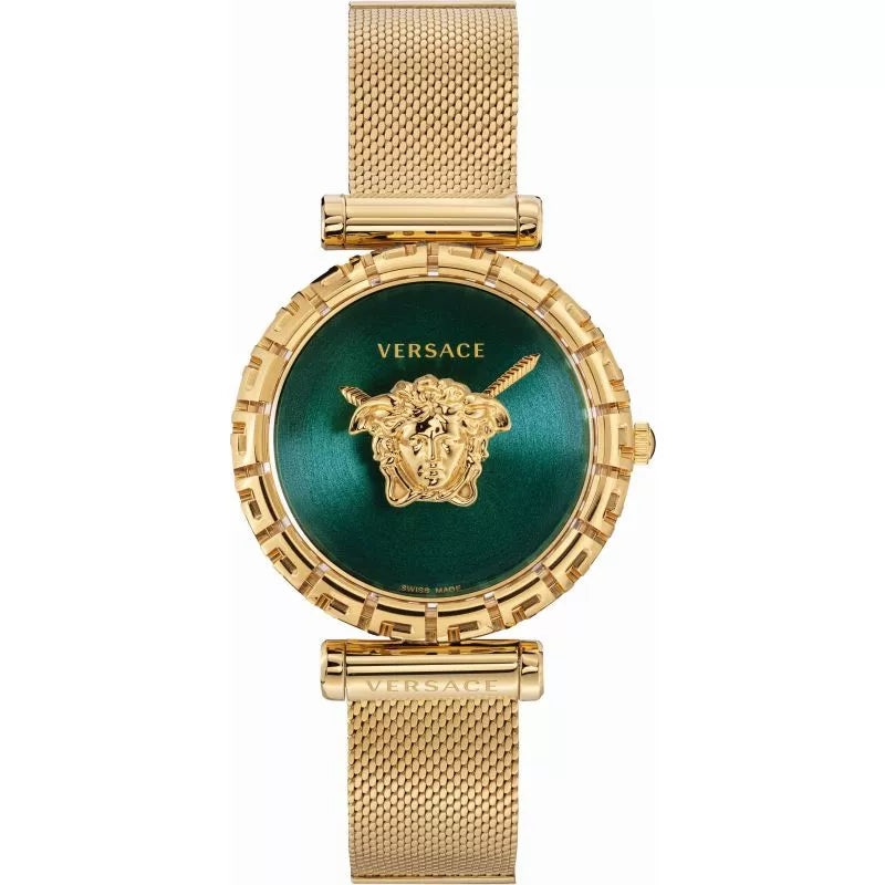 Versace Palazzo Empire Greca Gold Mesh Bracelet Green Dial Quartz Watch for Ladies – VEDV00819