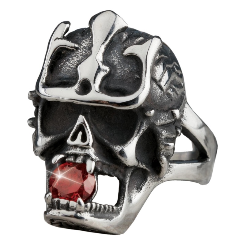 Azteca Skull Steel Men’s Ring 9