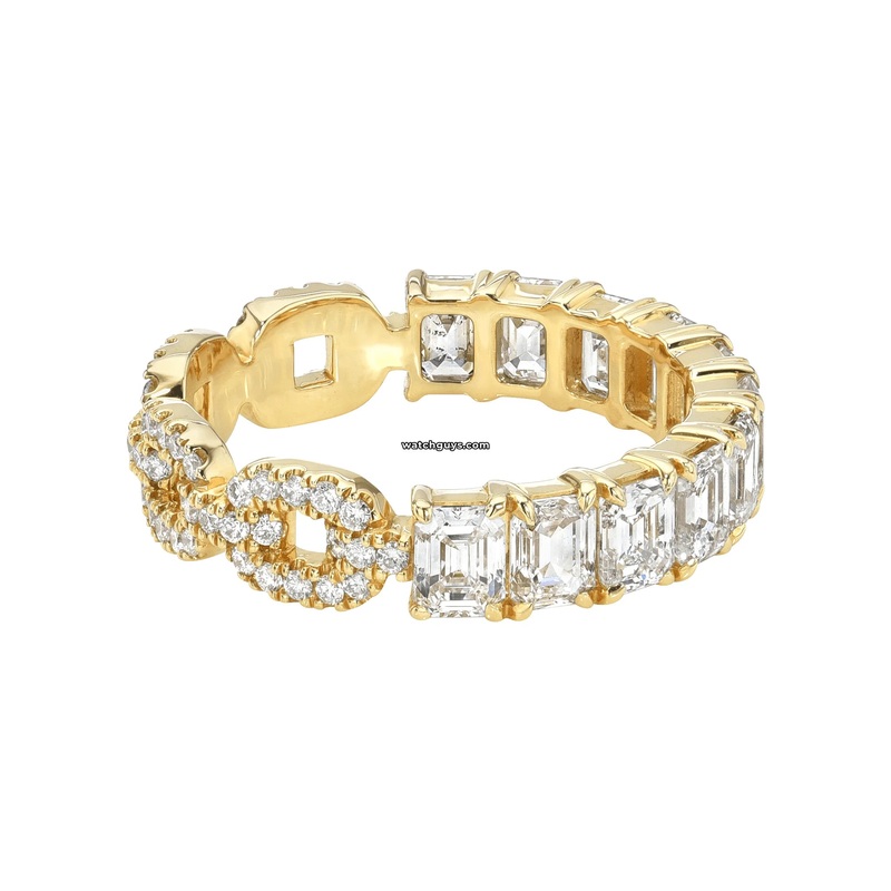 Emerald Diamond Eternity Band 2.73 Carat TW 18k Yellow Gold
