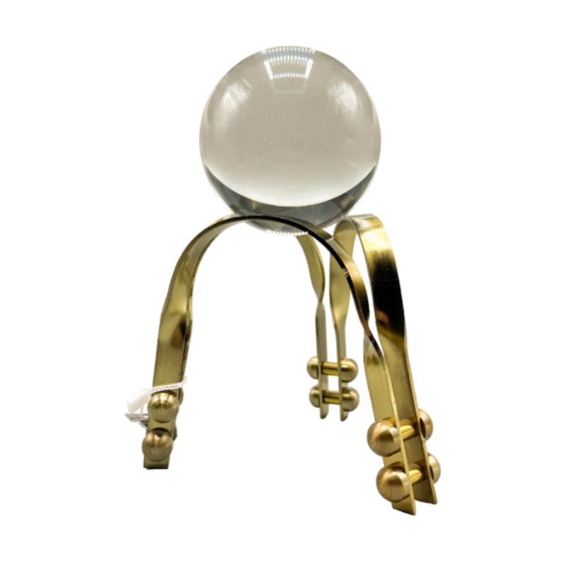 Gold Metal Base Crystal ball 7.8 X 5.6