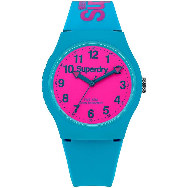 Unisex Urban Teal Light Blue Rubber Strap Superdry Watch SYG164AUP