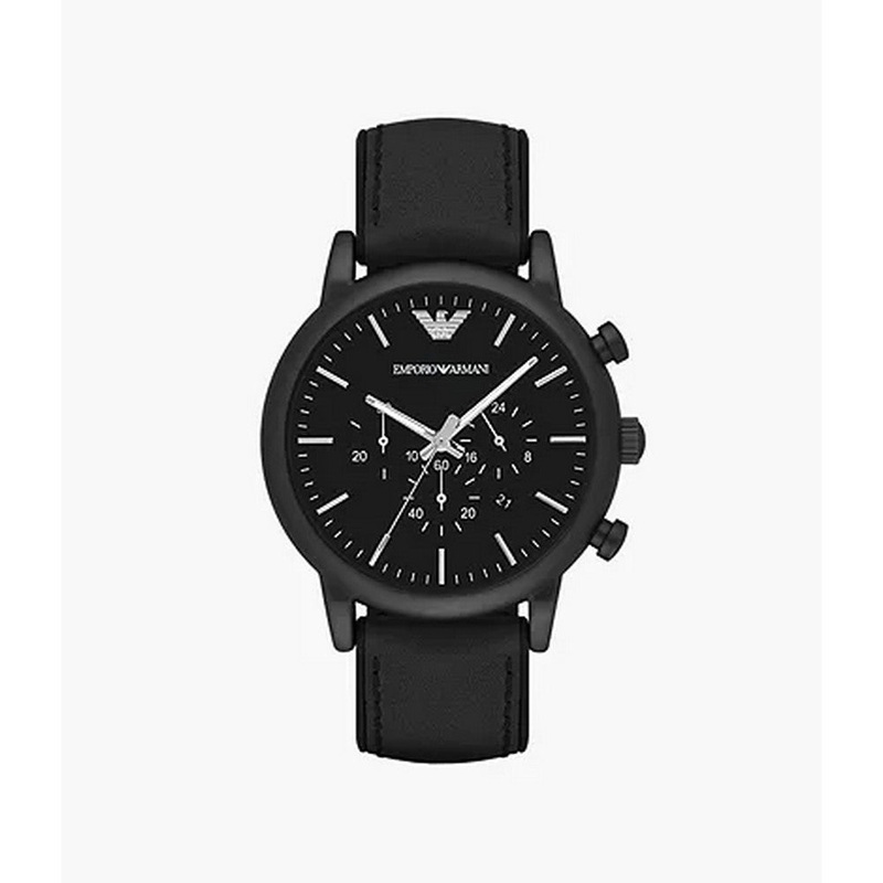 Emporio Armani AR1970 Watch 46 mm Black Stainless steel case, leather strap