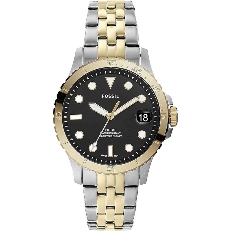 Fossil ES4745 Women’s Dive-Inspired Sports Watch with Stainless Steel, Ceramic, or Silicone Band 36 Black Stainless Steel