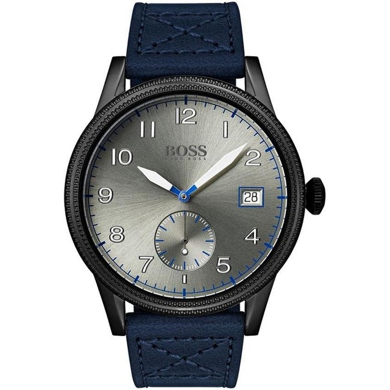 Hugo Boss Legacy Quartz Stainless Steel Leather Strap Men’s Watch 1513684 44 Grey Stainless Steel