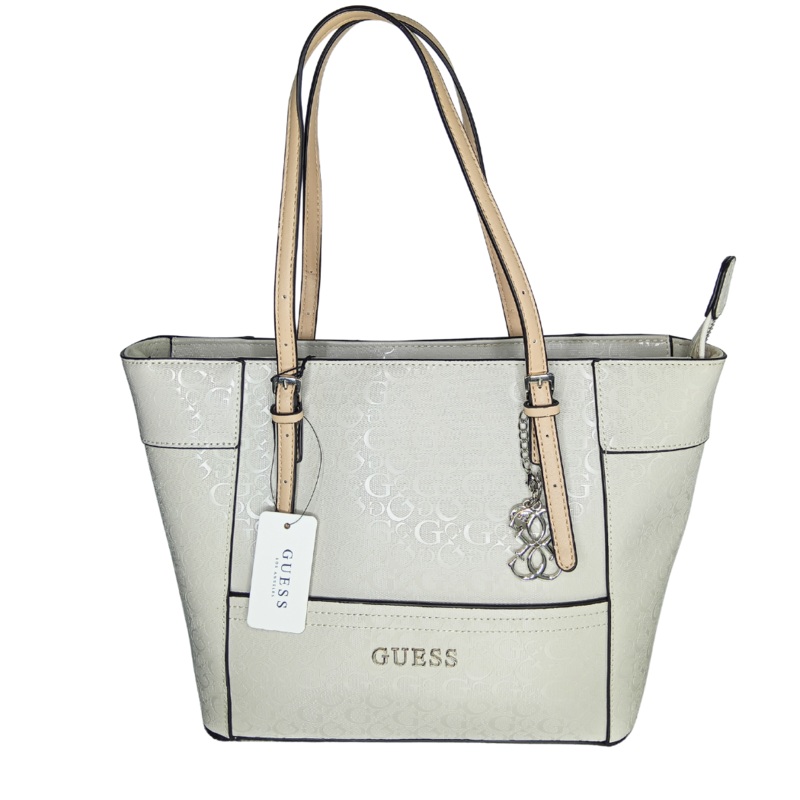 GUESS Delaney Large Tote  Beige | Spacious & Chic Shopper
