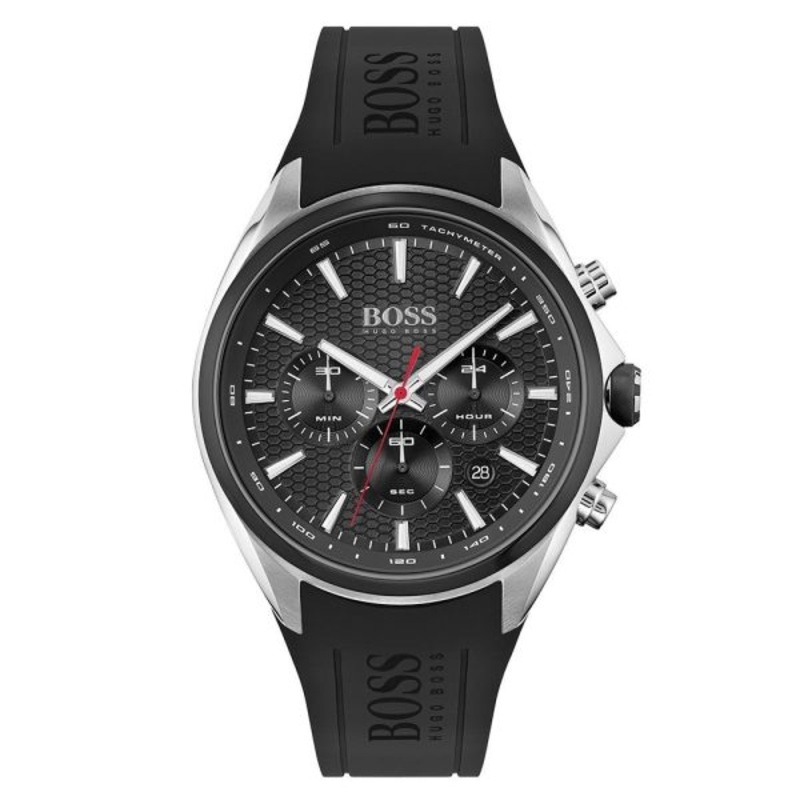 Hugo Boss Distinct 1513859 Mens Chronograph  46?mm Black Dial & Black Silicone Strap 46 Black Stainless Steel