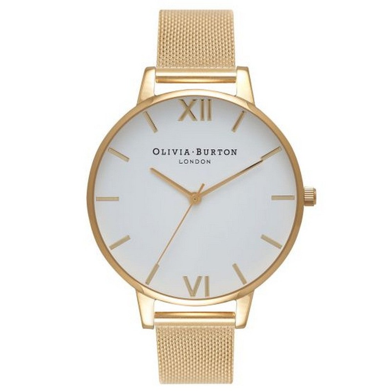 OLIVIA BURTON OB15BD84 White Dial Women’s Mesh Watch 38 White Stainless Steel