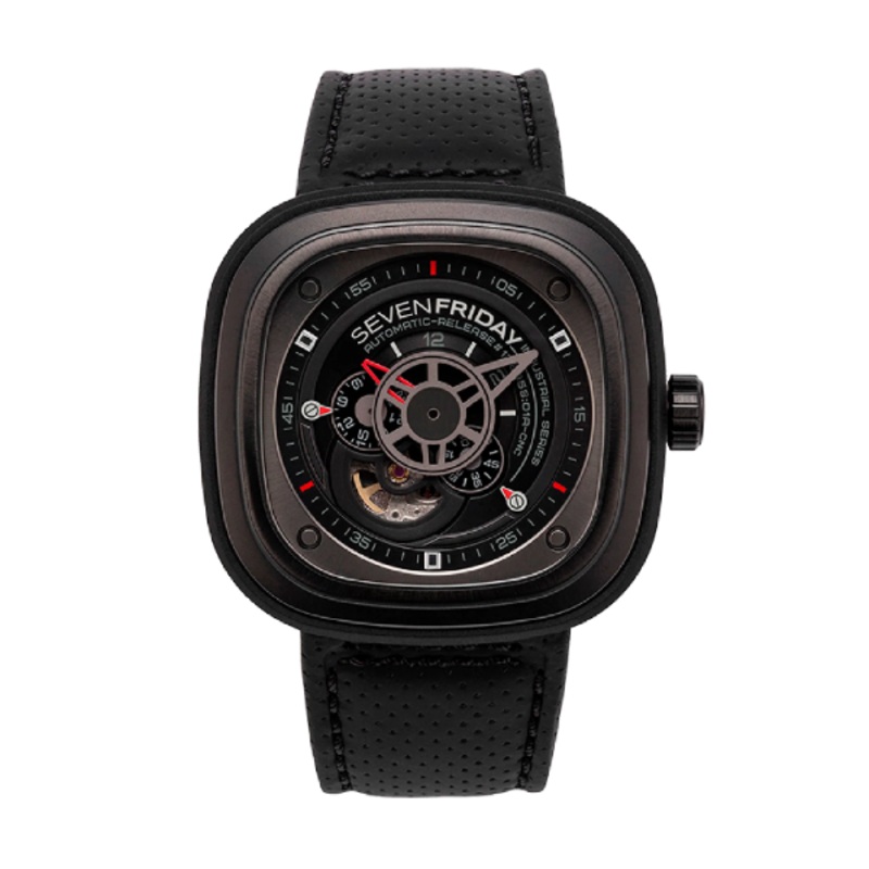 7Friday Black Leather Strap Black Dial Automatic Watch for Gents – P3/01-U097