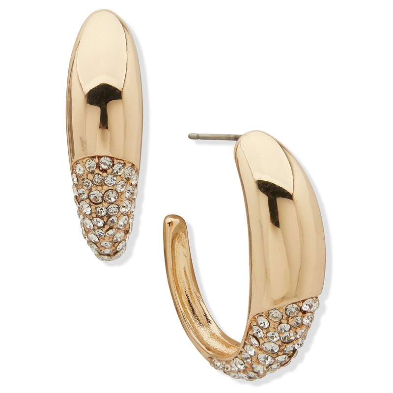 Anne Klein 01G01130 33mm C-Hoop Earring GOLD TITANIUM PIERCED EARRING