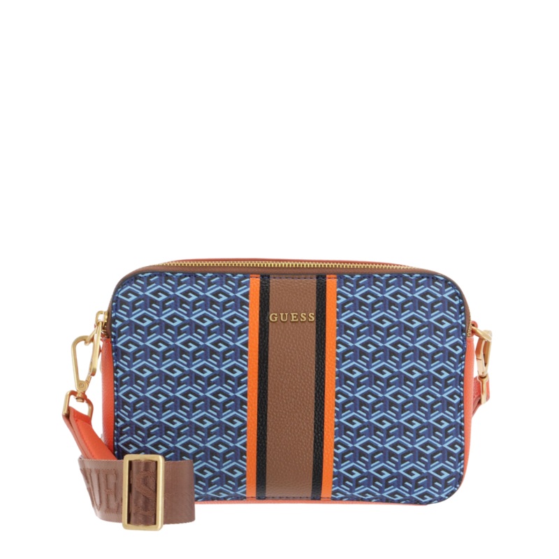 Guess RaInee Crossbody Camera Bag In Blue Orange