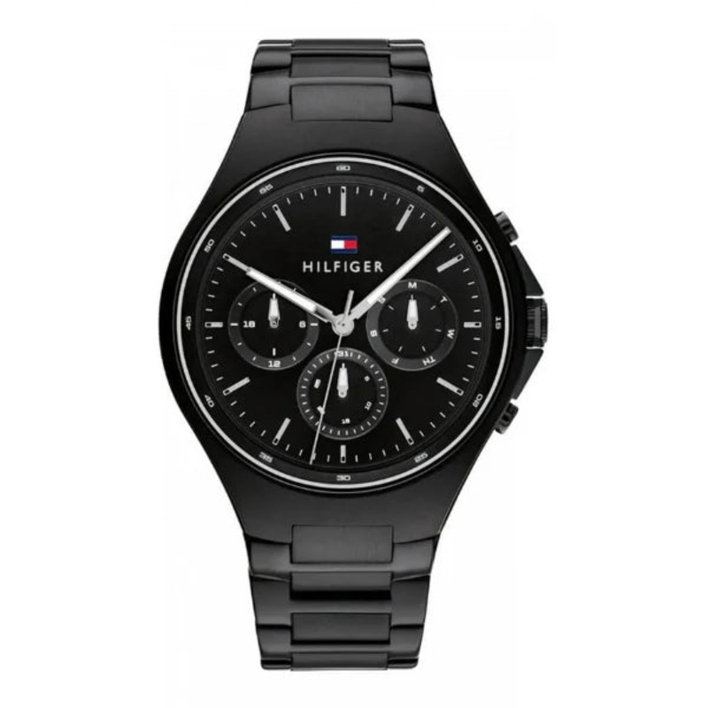 Tommy Hilfiger Justin Black Stainless Steel Black Dial Chronograph Quartz Watch for Gents – 1792055