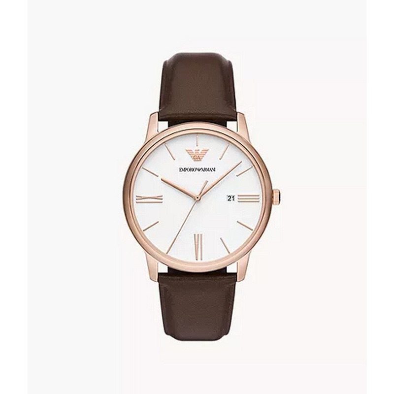 Emporio Armani AR11572 Watch 42 mm White Stainless steel case, leather strap