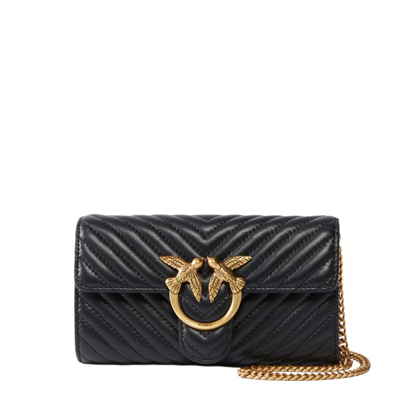 PINKO Crossbody Bag  Black | Love Wallet Chevron  Chic & Compact