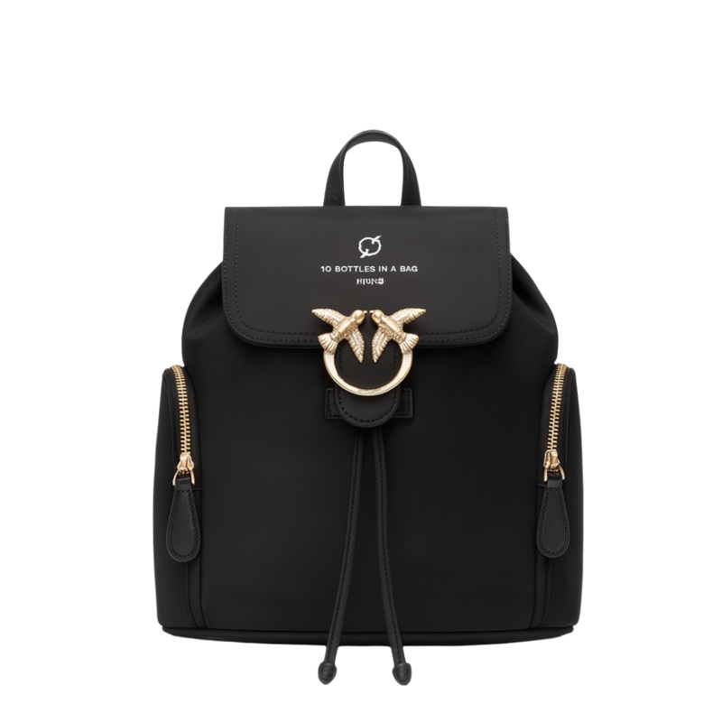 PINKO Backpack  Black | Love Recycled Nylon Backpack  Chic & Eco-Friendly