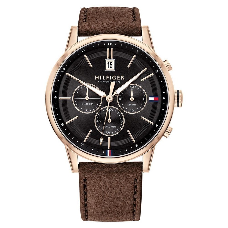 Tommy Hilfiger Multi-function Dark Brown Leather Men’s Watch 1791631