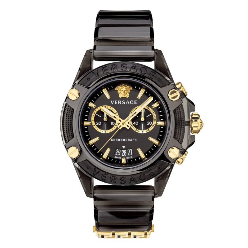 Versace Icon Active Chronograph Men’s Black Gold Watch VEZ700421