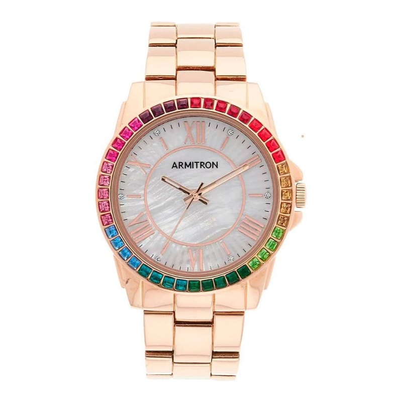 Armitron 75/5592MPRR Genuine Crystal Accented Bracelet Women’s Watch 39 White Metal