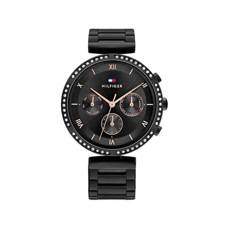 Tommy Hilfiger 1782390 Quartz Multifunction Black Dial Women Watch 42 Black Stainless Steel