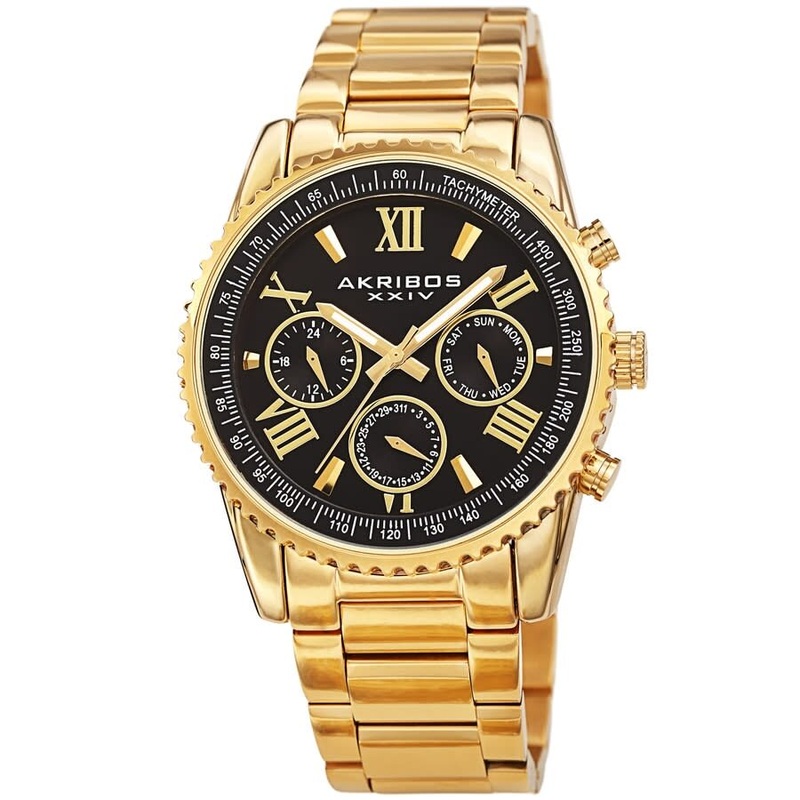 Akribos Xxiv Quartz Black Dial Men’s Watch AK1099YGB