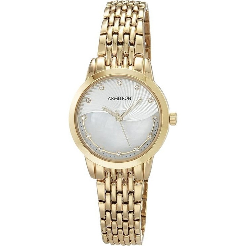 Armitron 75/5821 Genuine Crystal Accented Bracelet Women’s Watch 38 White Metal