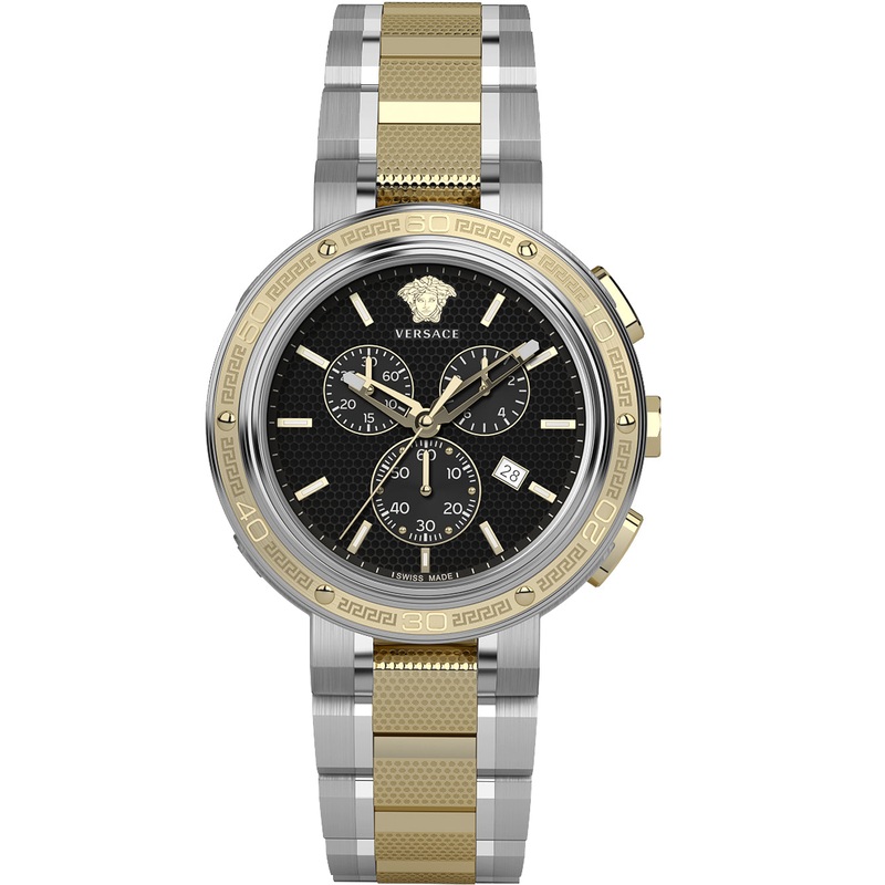 Versace Men’s Watch V-Extreme Pro 46mm Black Two-Tone Bracelet VE2H00421