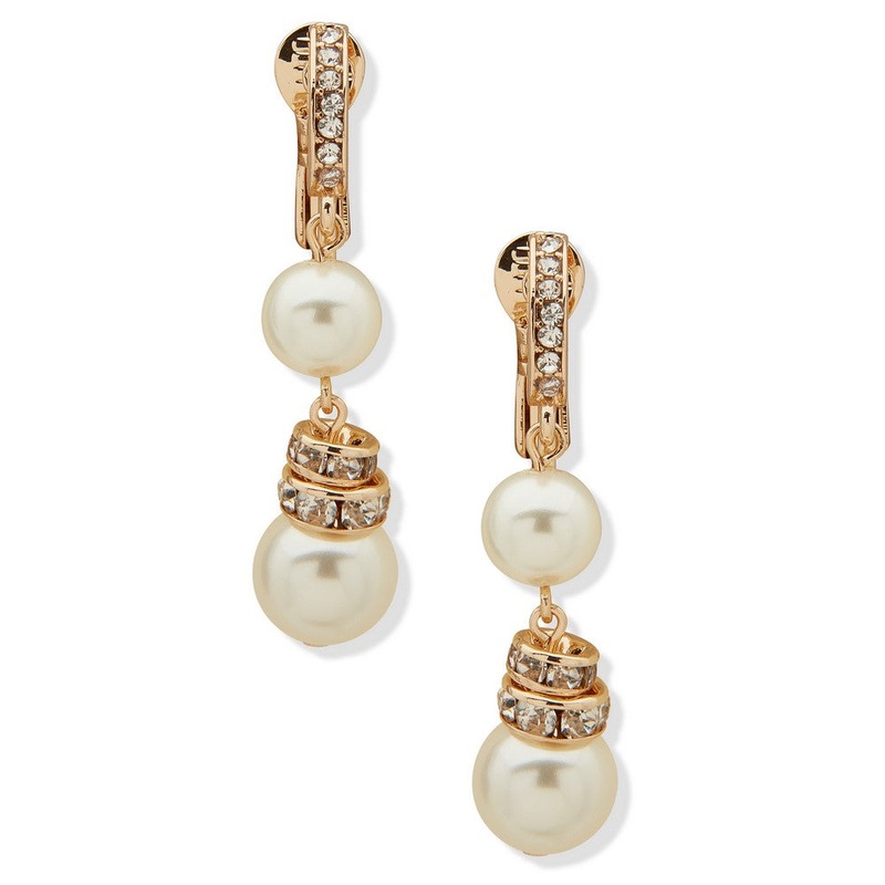 ANNE KLEIN 01C00363CE White/Crystal White/Crystal Gold, Pearl, Crystal Earrings