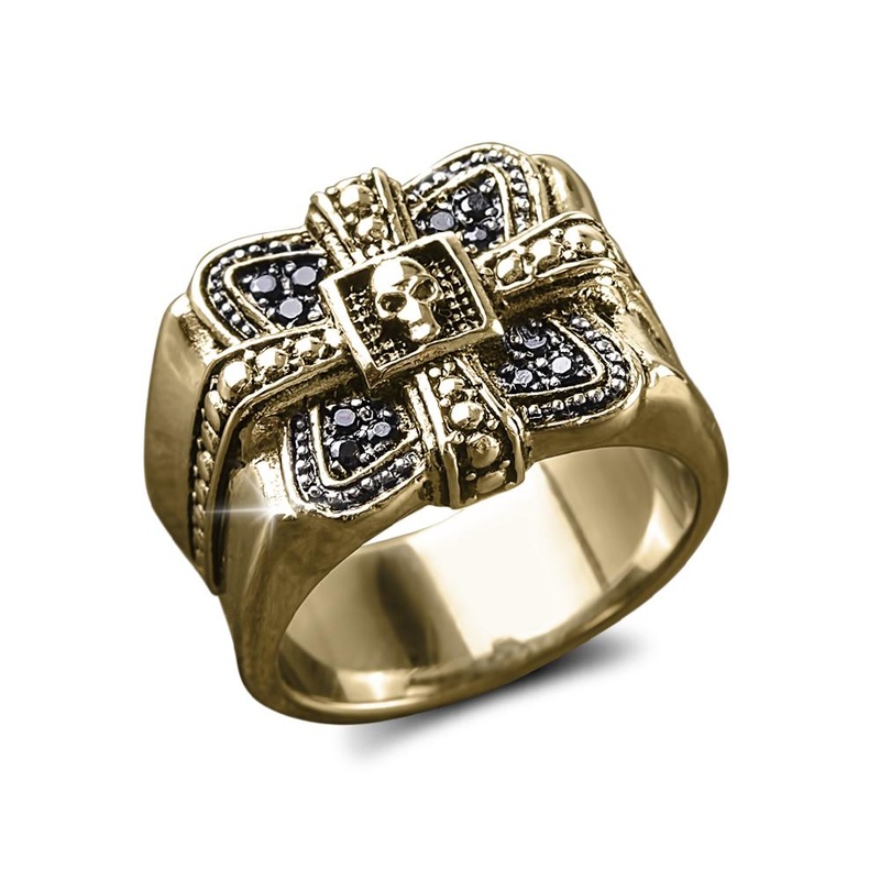 Midnight Skull Gold Fused Ring 9