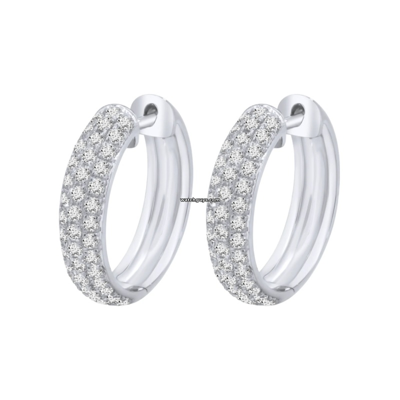 Pave Diamond Huggie Earrings 18k White Gold