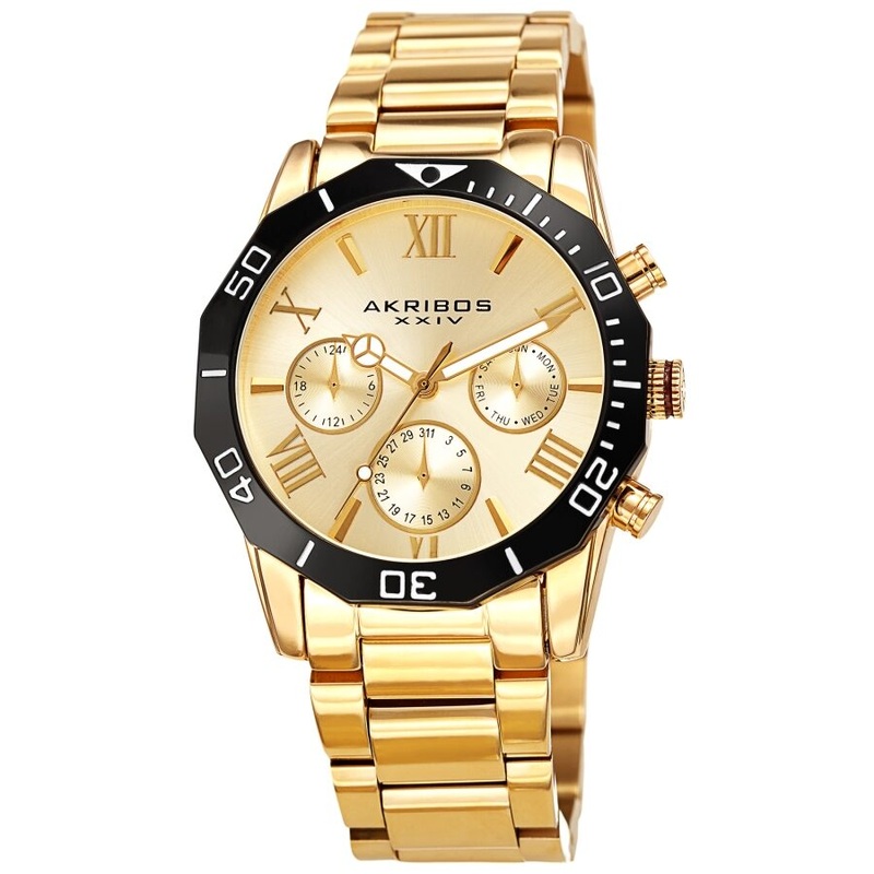 Akribos XXIV Gold Dial Dodecagon Men’s Watch AK1054YG