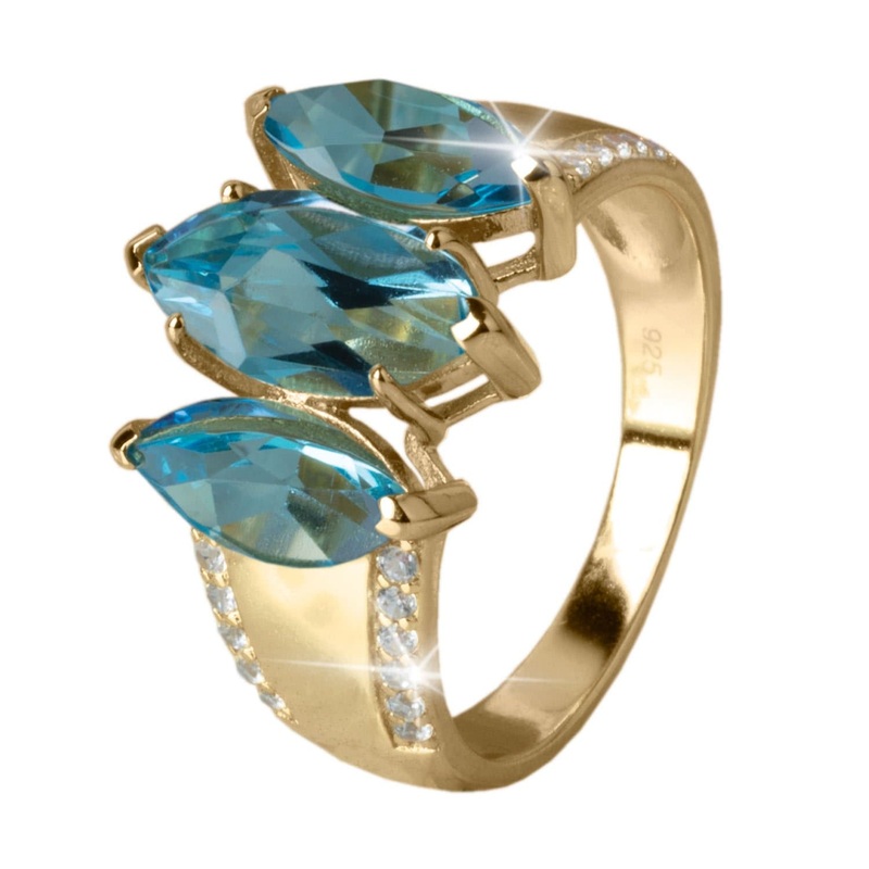 Blue Topaz Marquise Trilogy Ring 5