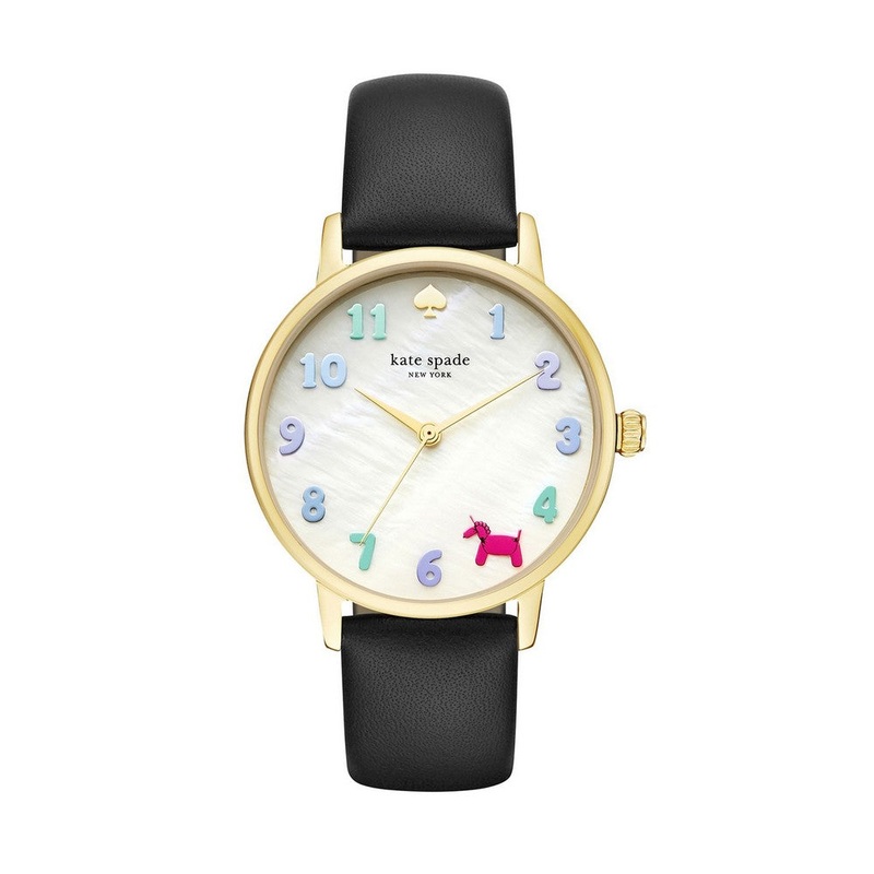 KateSpade KSW1252 Metro Black Leather Strap Women’s Watch 34 Nude Stainless Steel