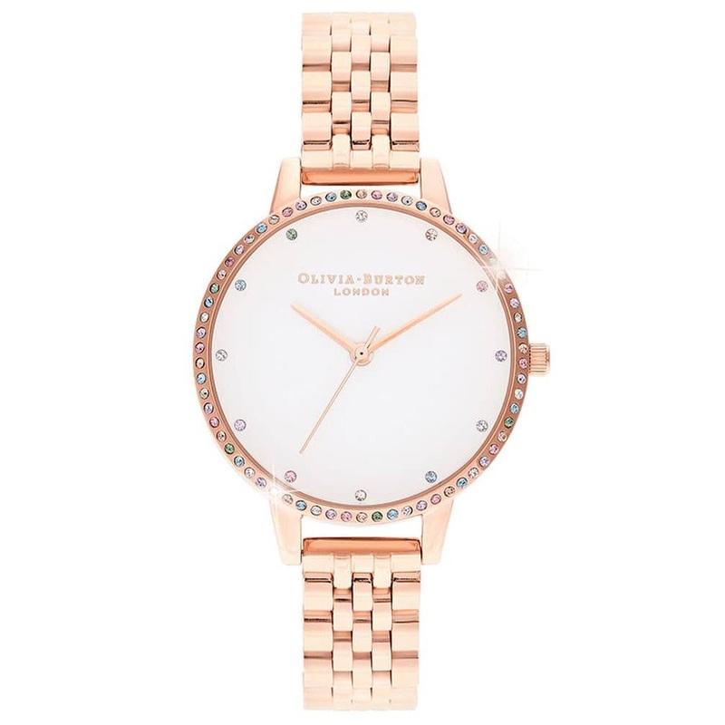 OLIVIA BURTON OB16DEW01 White Dial Demi Dial Women’s Watch 34 White Stainless Steel