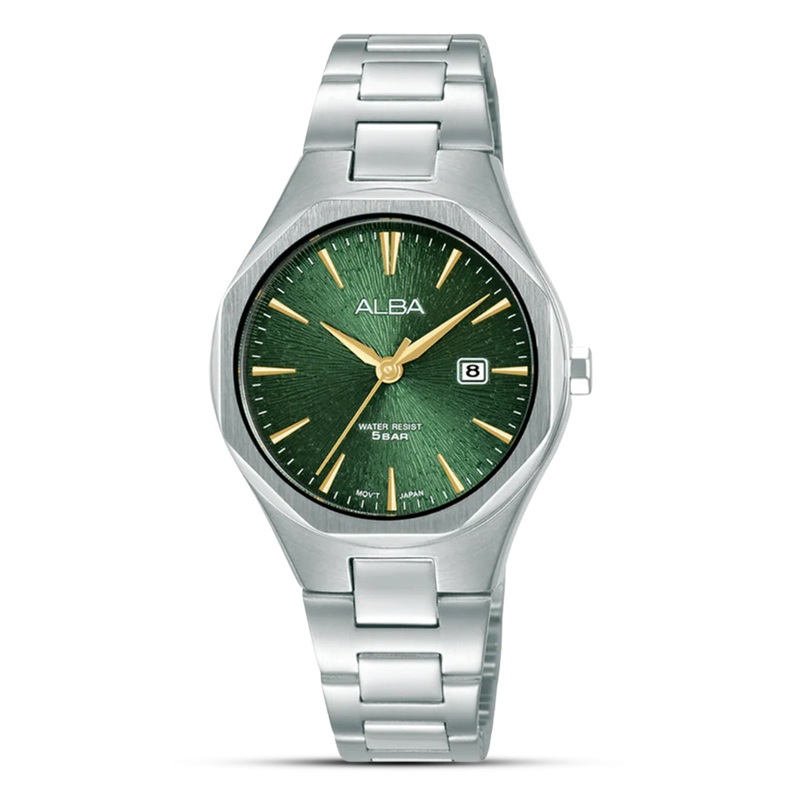 Alba Prestige Green Textured Sunray Dial Ladies Watch | AH7DN7X