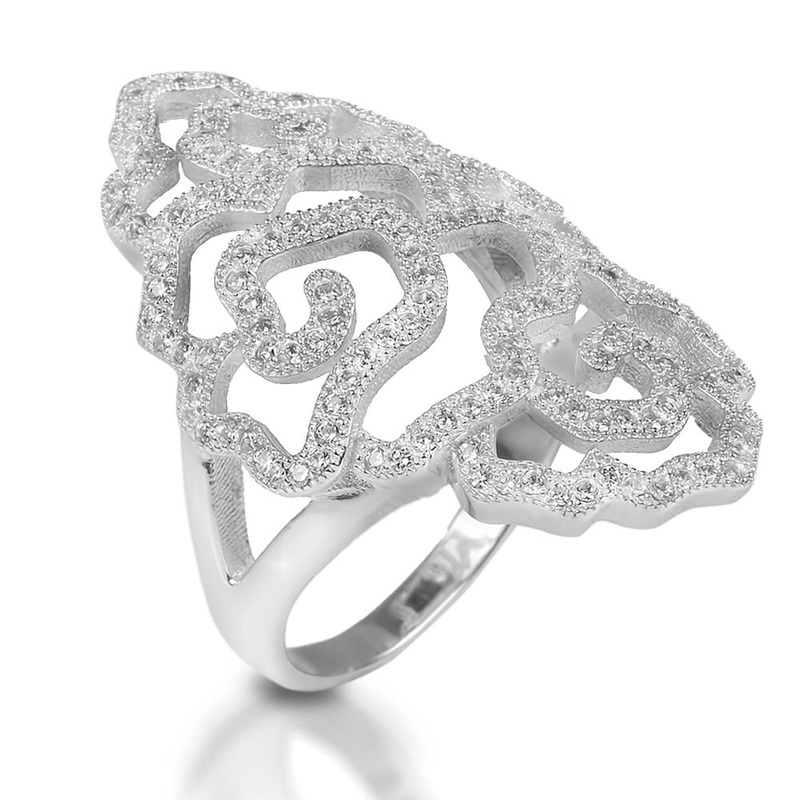 Desert Rose Rhodium Ring 5
