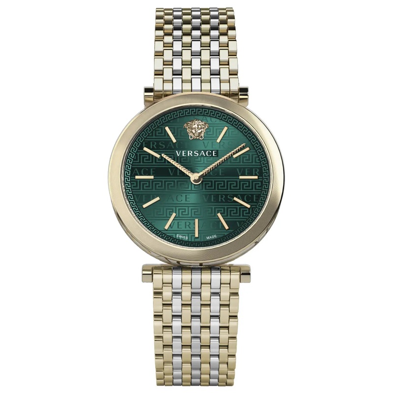 Versace Ladies Watch V-Twist 36mm Green Two-Tone Bracelet VELS01219