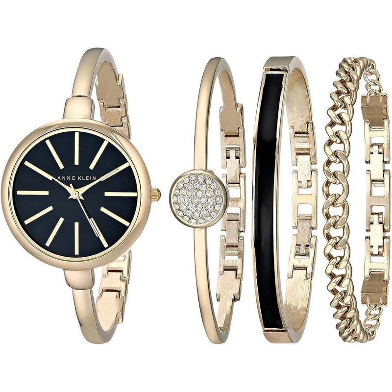 Anne Klein AK/1470GBST Ladies Quartz Watch 32 Black Stainless Steel