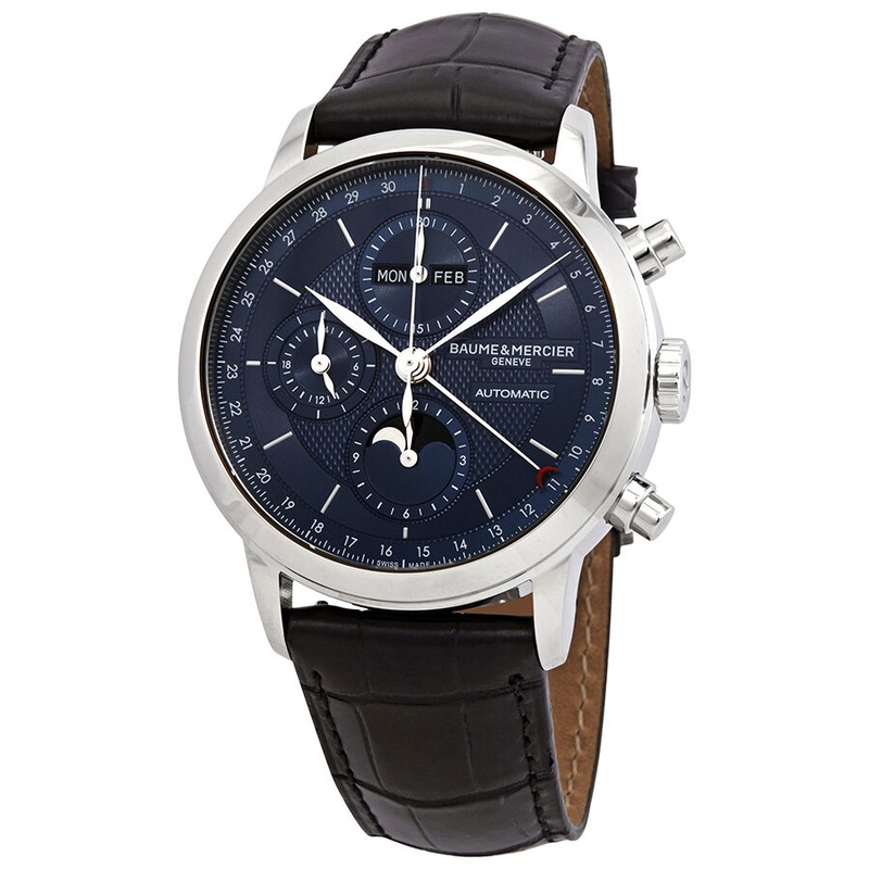 Baume et Mercier Classima Full Calendar Moon Phase Chronograph Automatic Blue Dial Men’s Watch 10484