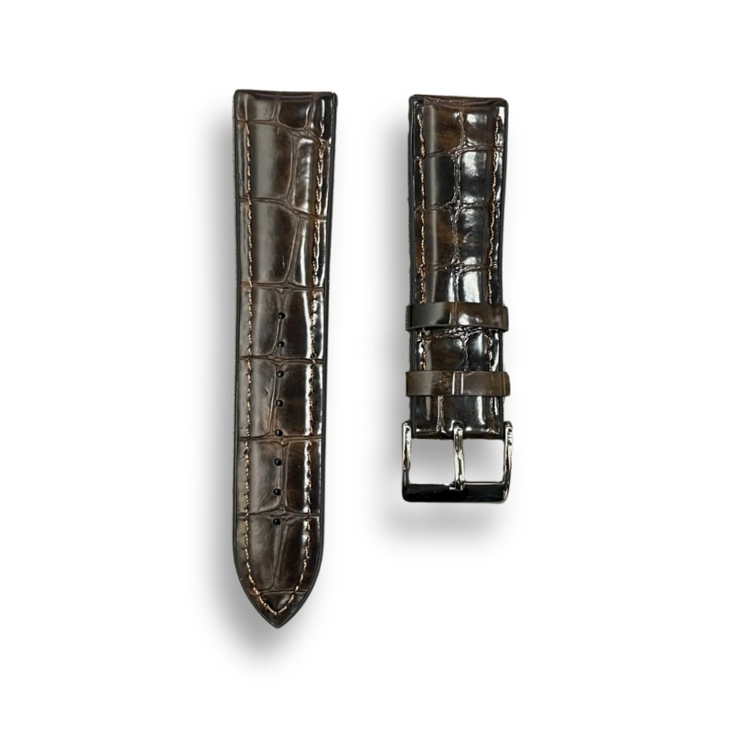 Cavern Brown Crocodile Textured Leather-Silicon Watch Strap | 20MM
