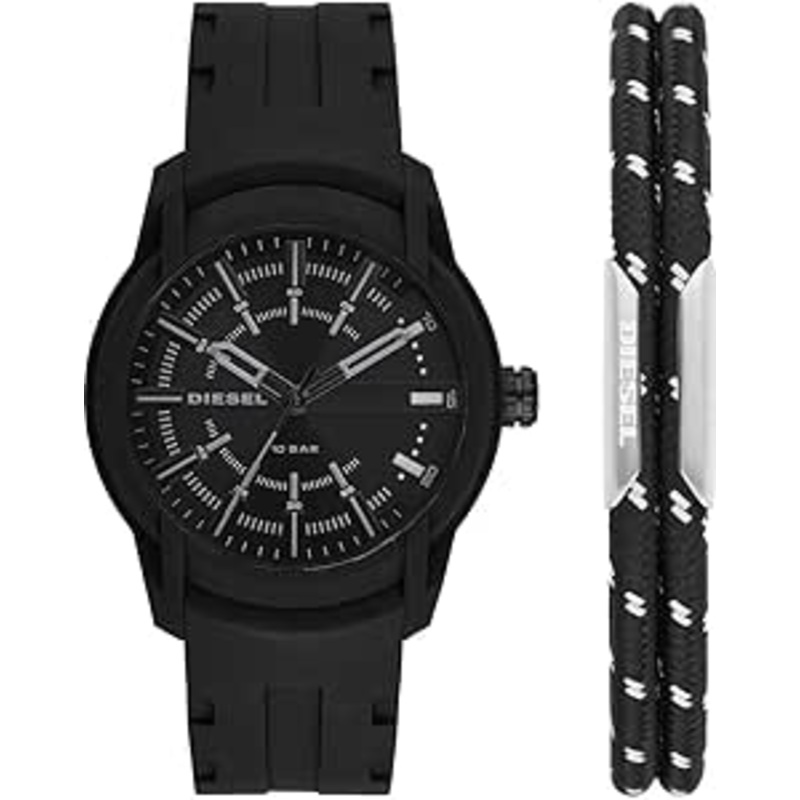 Diesel DZ1978SET Griffed Chronograph Black Men’s Watch Gift Set – 48mm 48 Black Stainless Steel