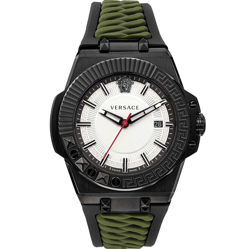 Versace Chain Reaction Black Silicone Strap White Dial Quartz Watch for Gents – VEDY00419