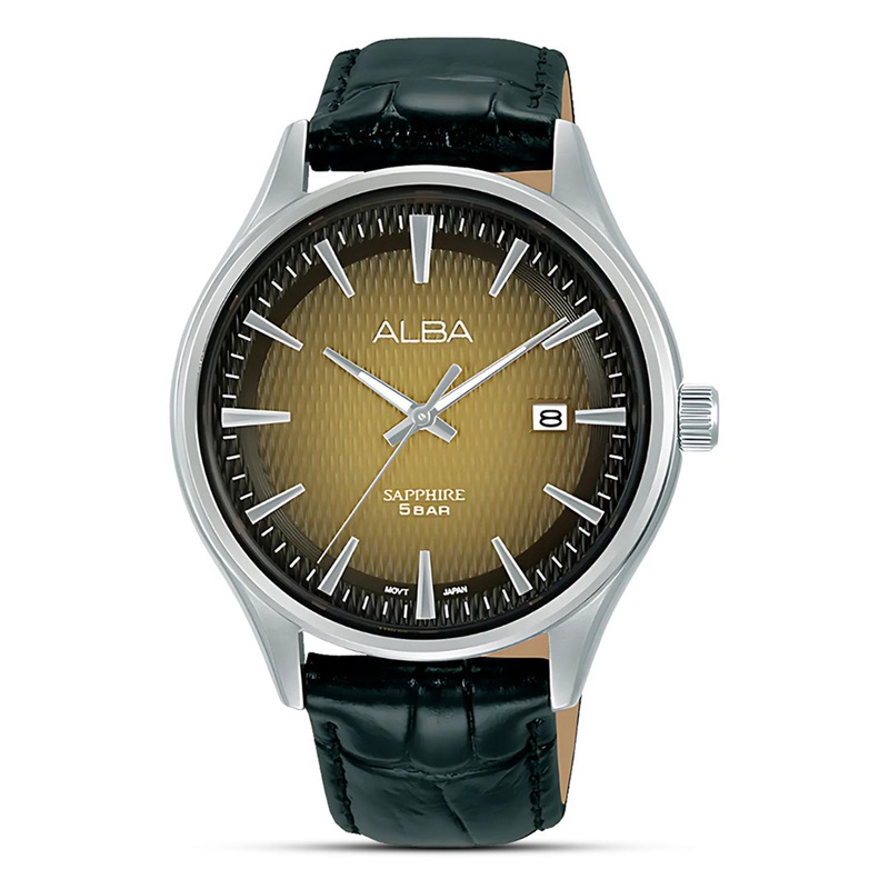 Alba Prestige Beige Dial Leather Band Men’s Watch | AS9U47X