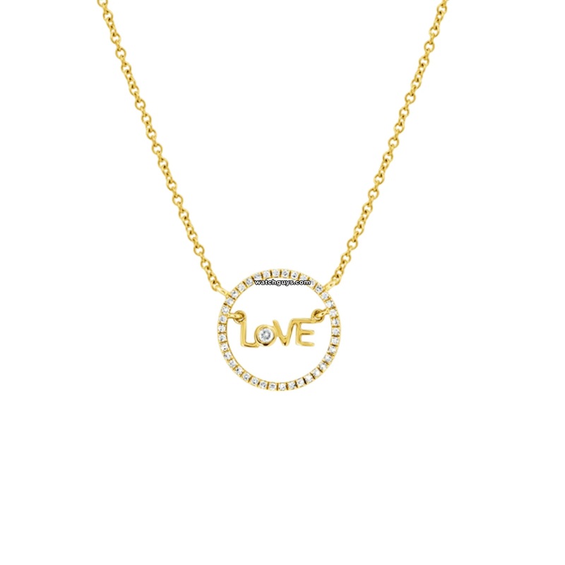 Love Circle Diamond Pendant Necklace 14k Yellow Gold