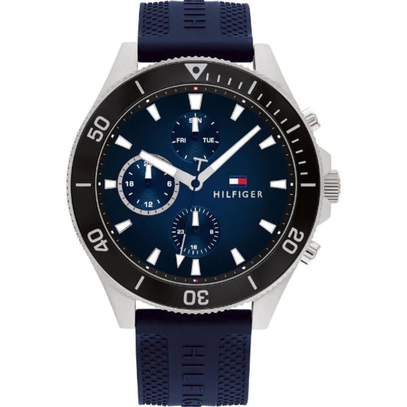 Tommy Hilfiger Larson Blue Silicone Strap Blue Dial Chronograph Quartz Watch for Gents – 1791920