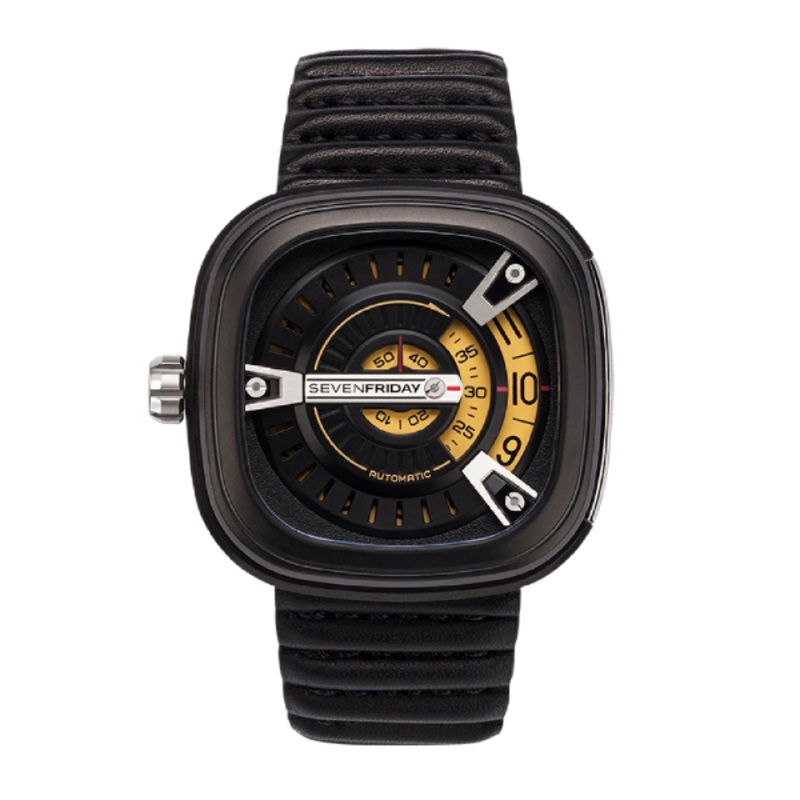 7Friday Black Leather Strap Black Dial Automatic Watch for Gents – M2/01-U073